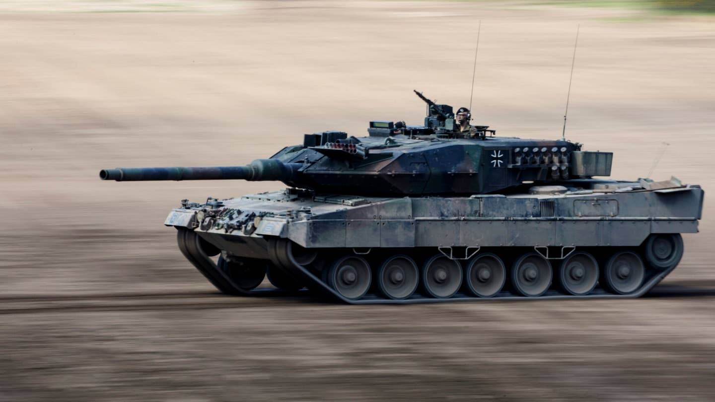 MUNSTER, GERMANY - MAY 20: An Leopard Tank of the Bundeswehr Panzerlehrbrigade 9 (9th Armoured Demonstration Brigade) during a presentation of capabilities by the unit on May 20, 2019 in Munster, Germany. The brigade is the core of the Very High Readiness Joint Task Force (VJTF), which is a NATO rapid reaction force composed of soldiers from a variety of NATO nations. The German government recently announced it will increase defense spending by EUR 5 billion, the biggest rise since the end of the Cold War. (Photo by Morris MacMatzen/Getty Images)