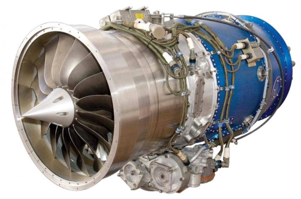 A Williams International FJ44-4A turbofan engine. The 4M subvariant has increased thrust over the 4A. <em>Williams International</em>