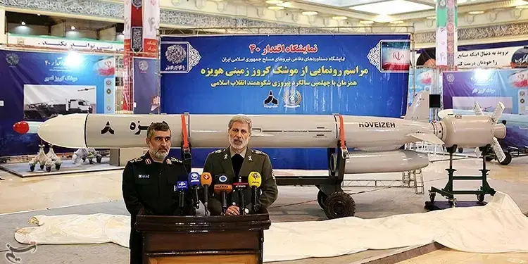 Iran’s Hoveyzeh cruise missile that is loosely based on the Russian Kh-55. <em>Russian State Media</em>