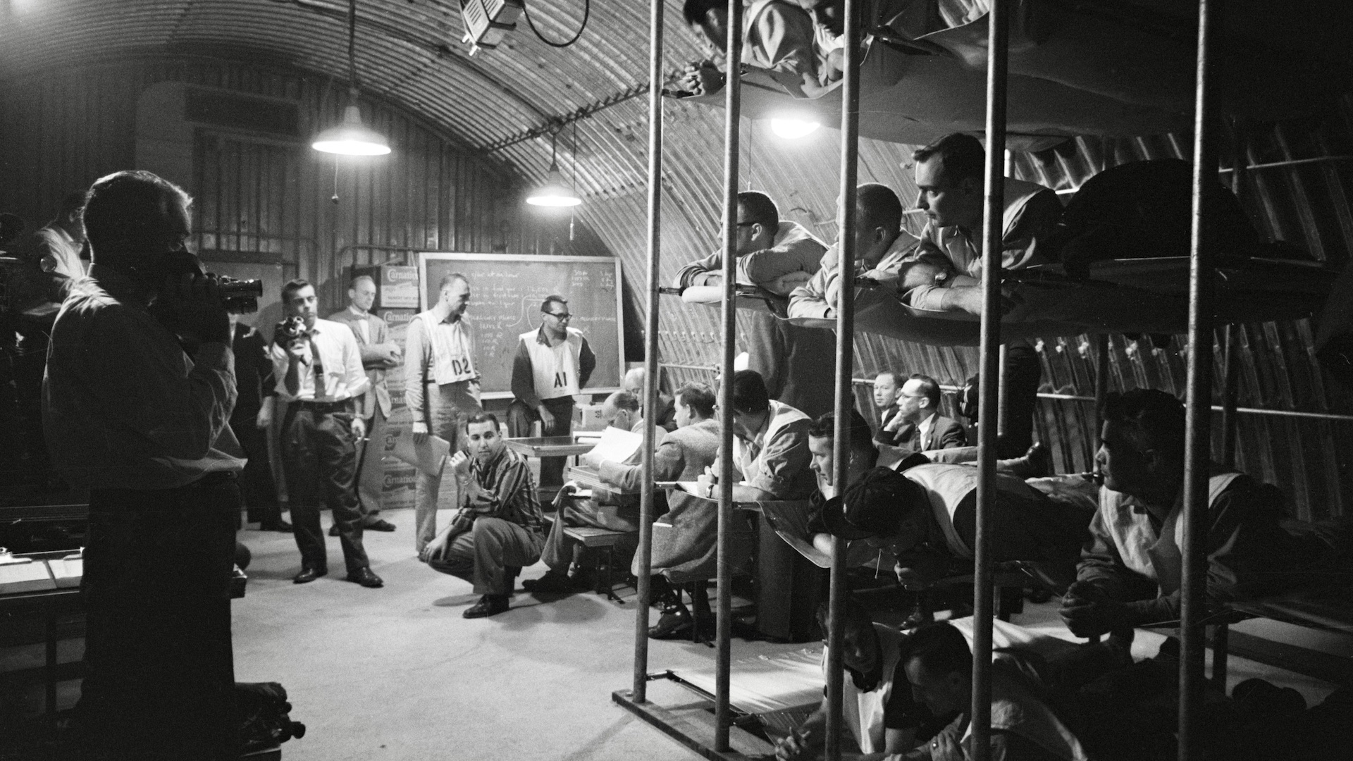 Military Volunteers Relaxing in Bomb Shelter