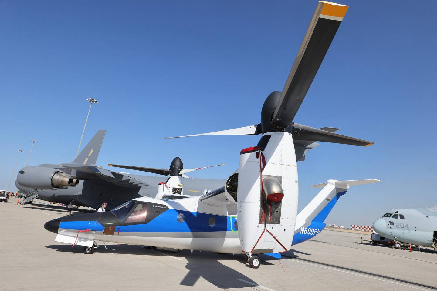The AW609 makes its debut at the 2021 Dubai Airshow in November 2021. <em>Photo by GIUSEPPE CACACE/AFP via Getty Images</em>