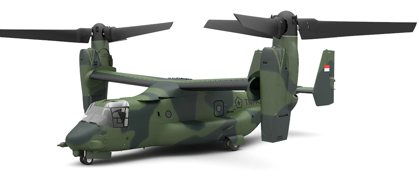 An artist’s concept of the MV-22 Osprey in Indonesian colors. <em>Bell</em>
