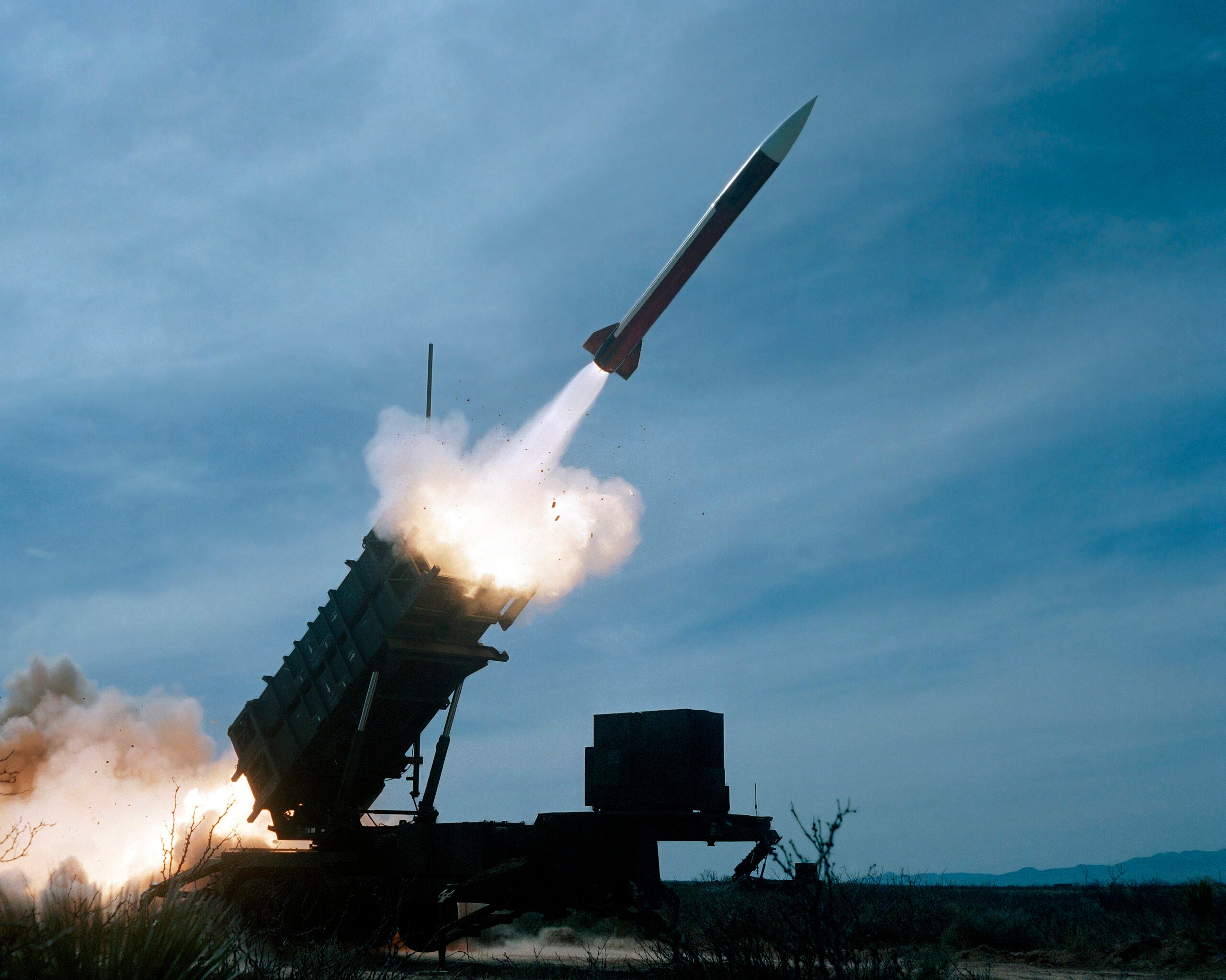 An MIM-104 Patriot missile is test fired.