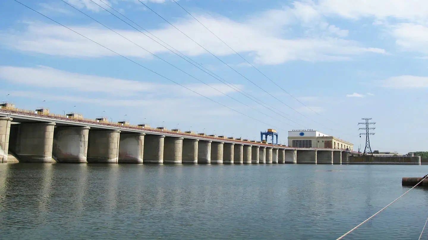The Kakhovka Hydroelectric Power Plant&nbsp;Dam in Kherson City. (Ukraine military photo)