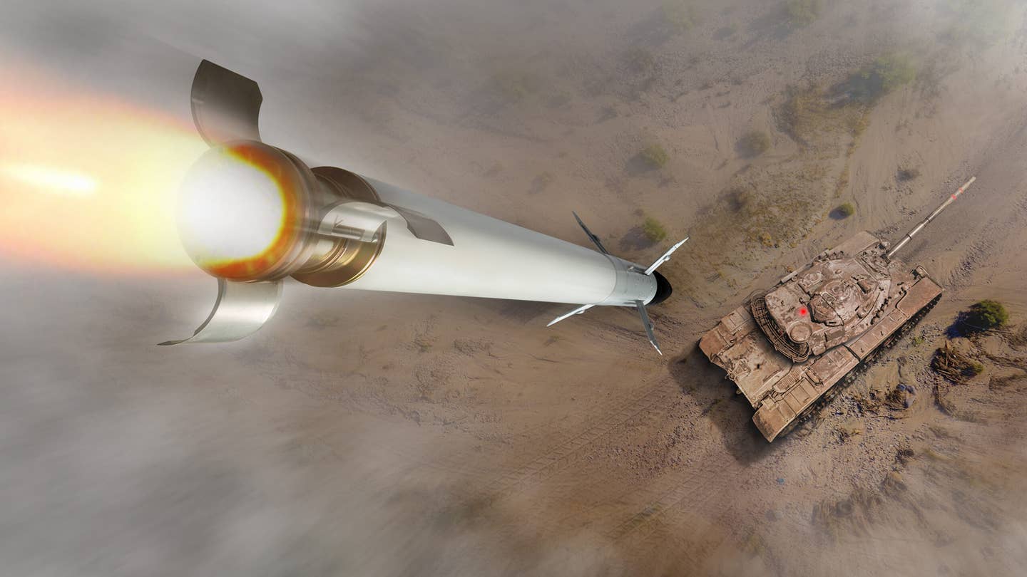 A rendering of the APKWS-guided rocket armed with a HEAT/APAM warhead. <em>Credit: BAE Systems</em>