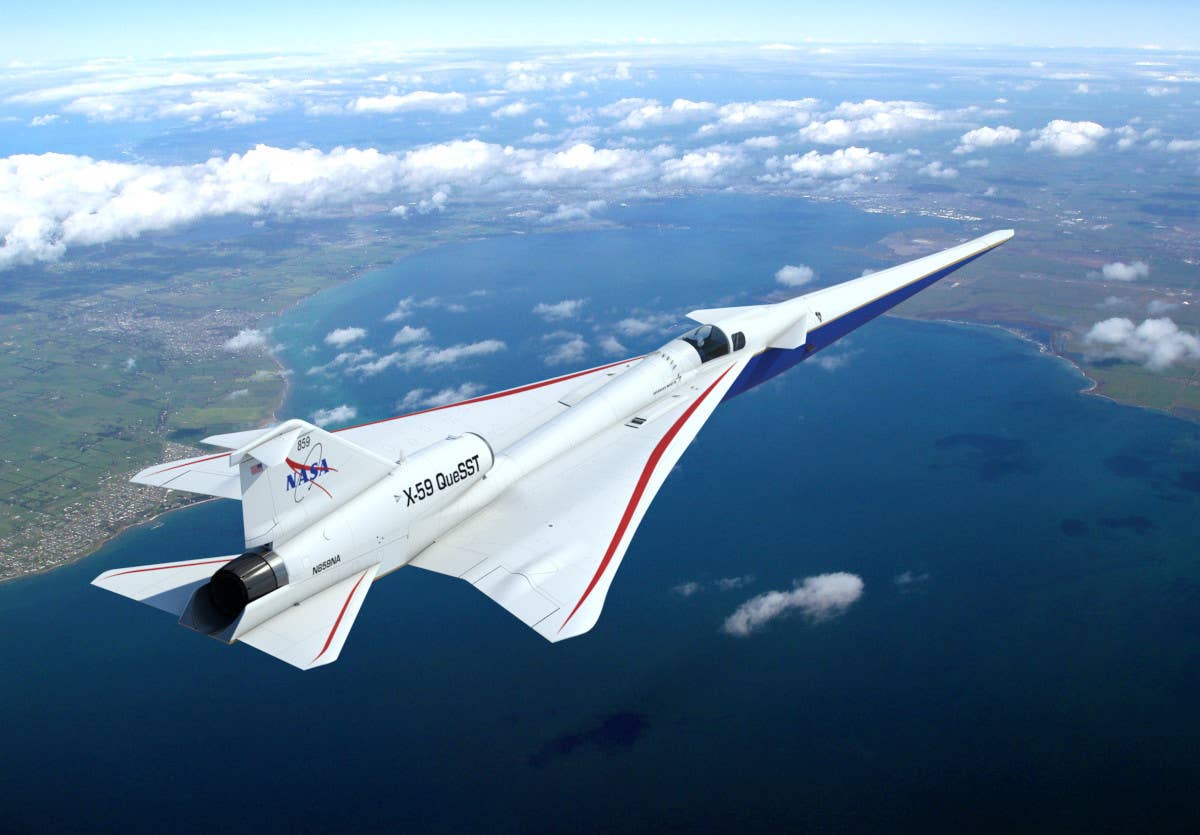 A rendering showing what the X-59A is expected to look like when completed. <em>Lockheed Martin</em>
