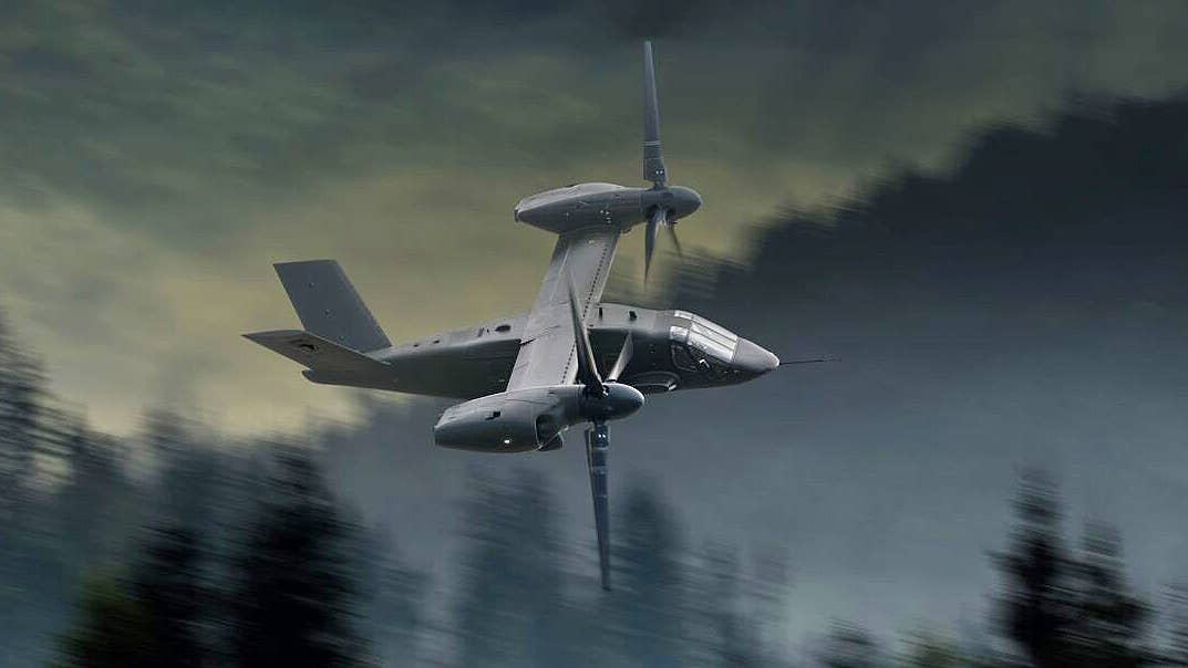 A rendering of Valor flying in high-speed, low-level flight. (Bell)