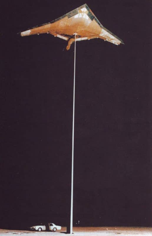 A picture of a Senior Peg RCS model during a pole test (mounted upside down as is often the case). This is the only known image of the supposed design in the public domain.