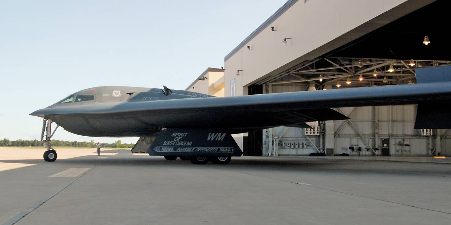 B-2 Spirit Bomber prepares for take-off at Whiteman Air Force Base