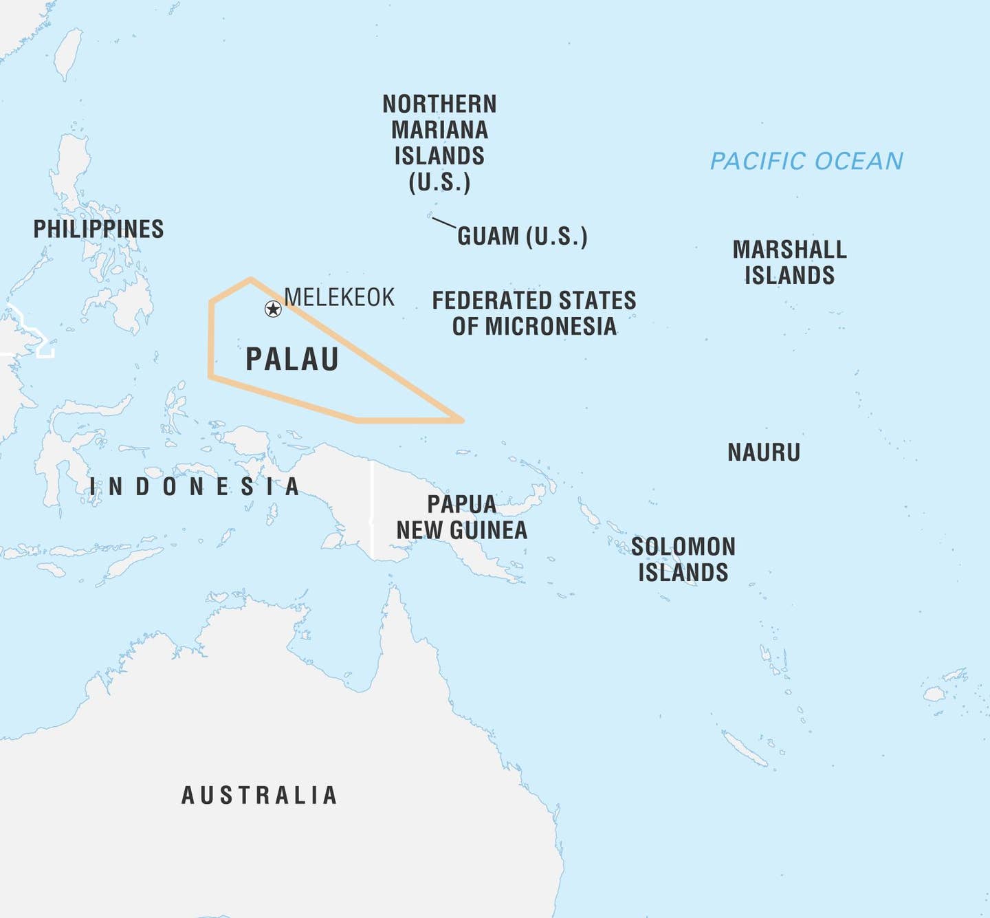 The Republic of Palau on a map of the Pacific. <em>Credit: Encyclopaedia Britannica/Universal Images Group via Getty Images</em>
