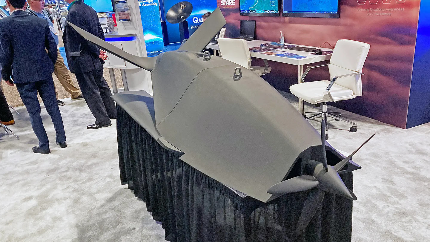 The Eaglet mock-up on display at the Special Operations Forces Industry Conference in Tampa in 2022. <em>Credit: Howard Altman </em>