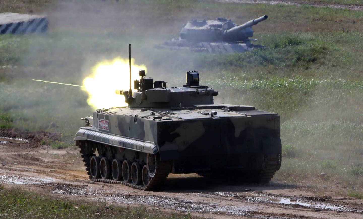 The Bradley Fighting Vehicle was purpose-designed to take on armor like this Russian BMP-3 infantry fighting. (Photo by Contributor/Getty Images)