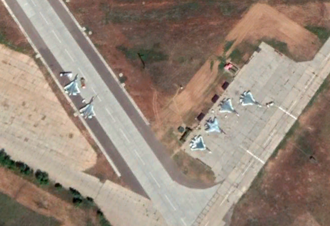 Another five Su-57s were also visible at Akhtubinsk as of May 30, 2019, for example. <em>Google Earth</em>
