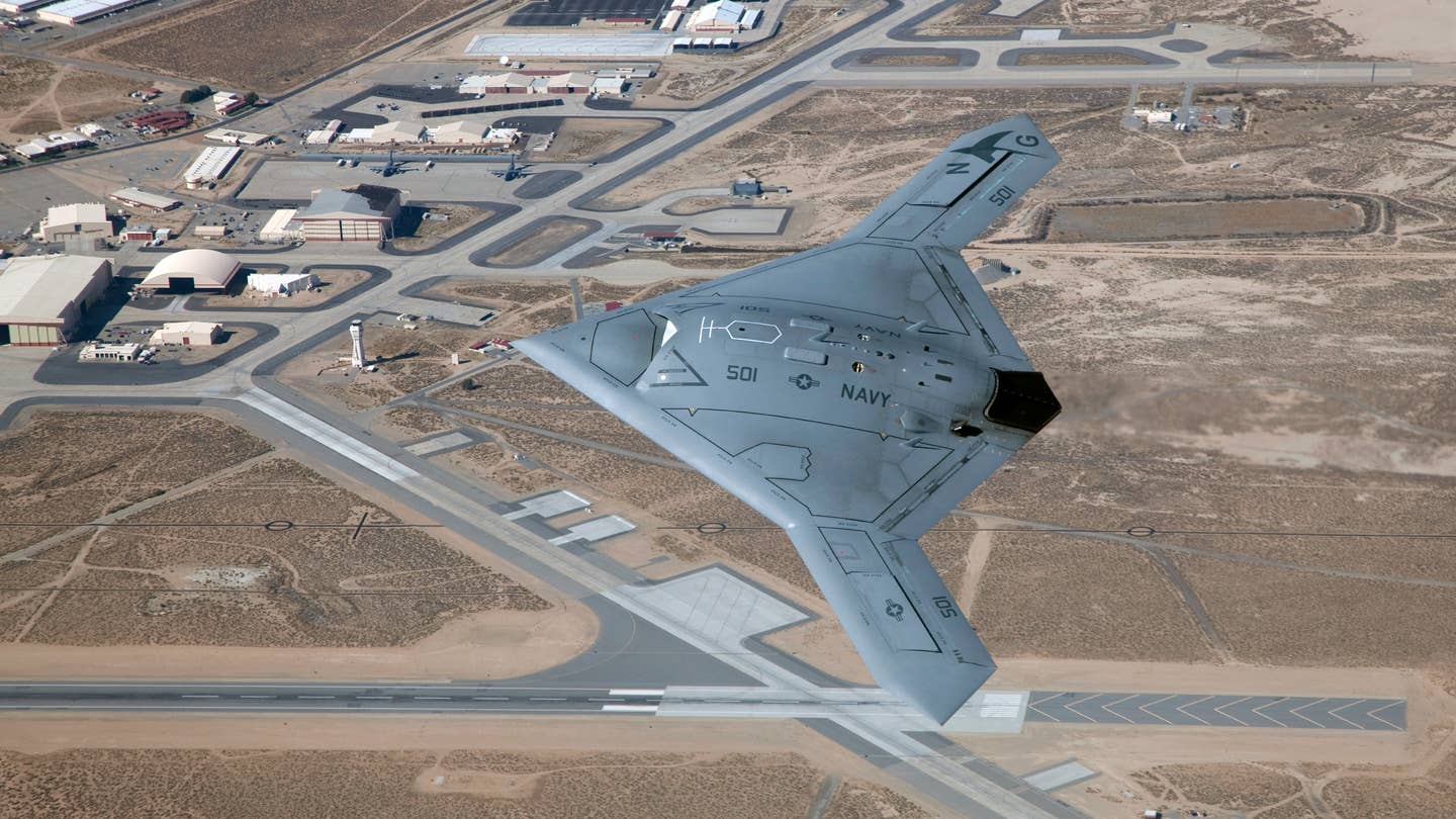 The hugely successful X-47B is a more modern program that certainly influenced the work being done on the B-21 Raider. (USAF Photo by Chris A. Neill)