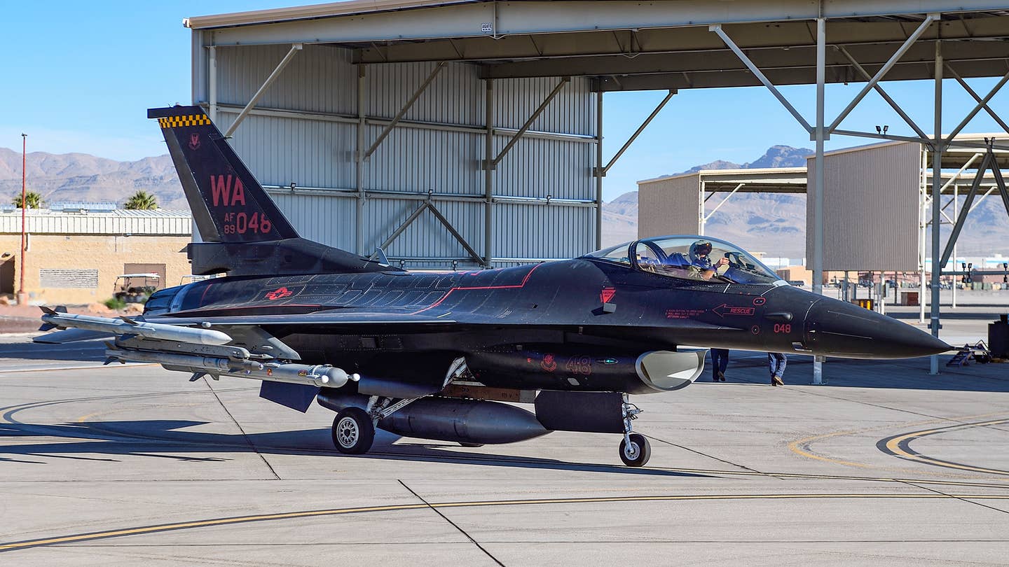 This black F-16C aggressor is dubbed <em>Wraith</em>. <em>Jamie Hunter</em>