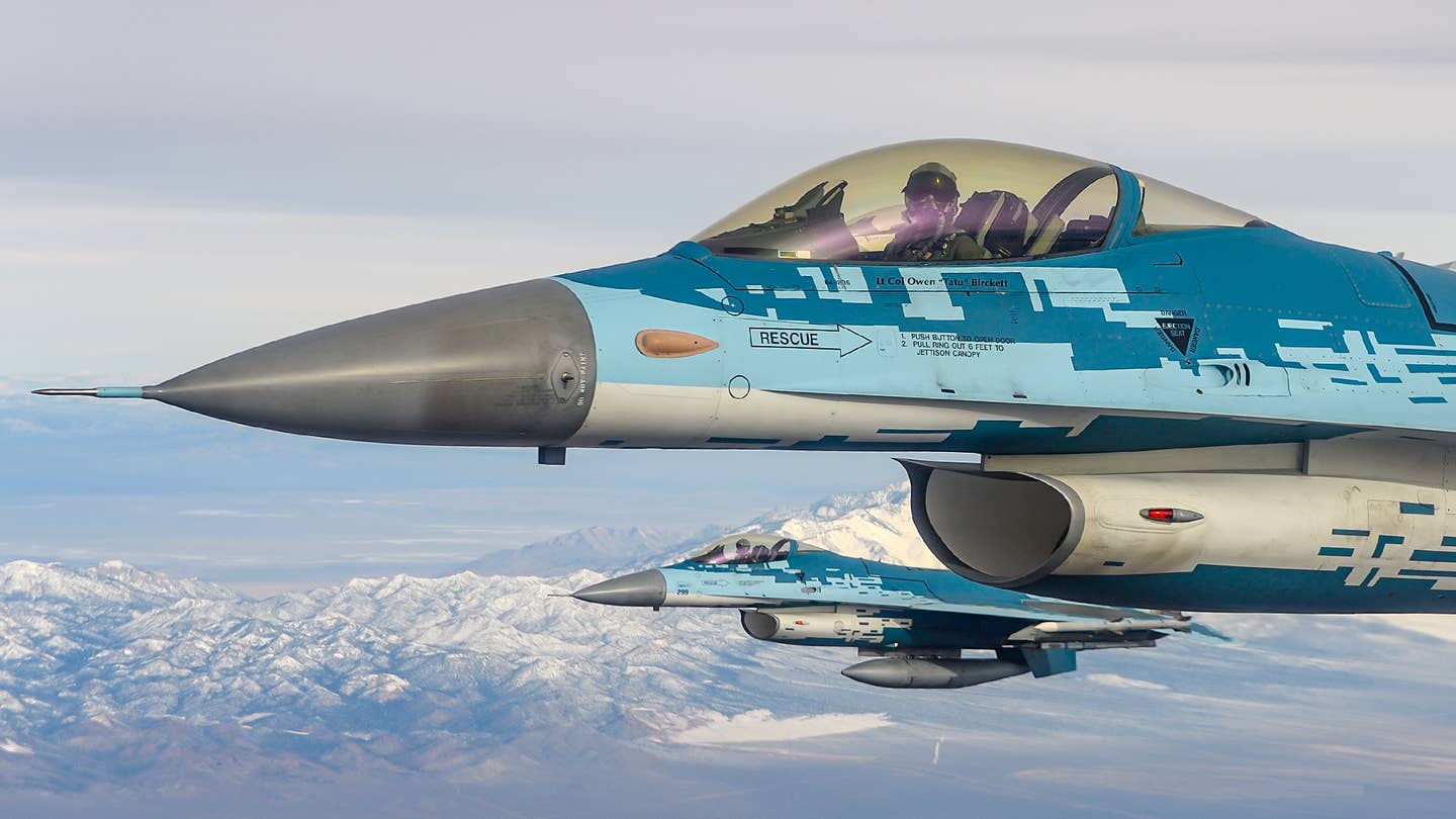F-16Cs over the NTTR in January 2023. <em>Jamie Hunter</em>