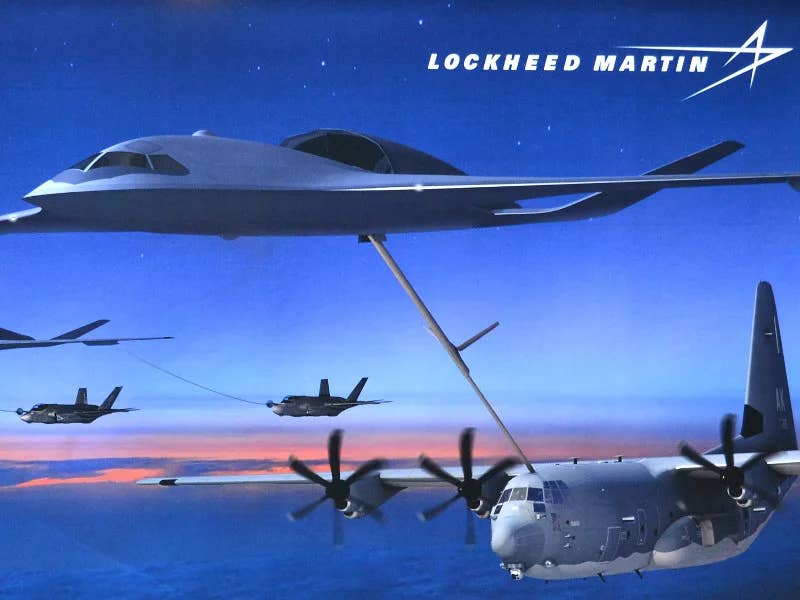 A Lockheed Martin render of a similar stealth tanker concept. <em>Lockheed Martin</em>