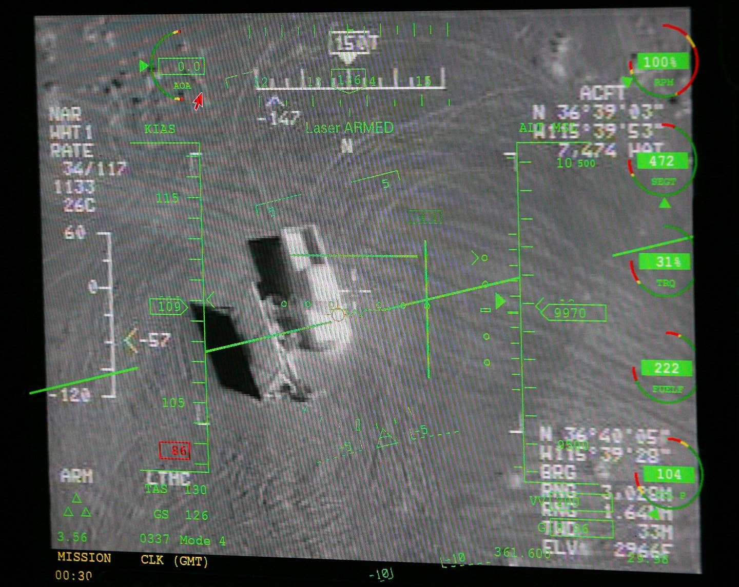 A pilot's display in a ground control station shows a truck from the view of a camera on an MQ-9 Reaper during a training mission on August 8, 2007, at Creech Air Force Base in Indian Springs, Nevada. <em>Credit: Photo by Ethan Miller/Getty Images</em>