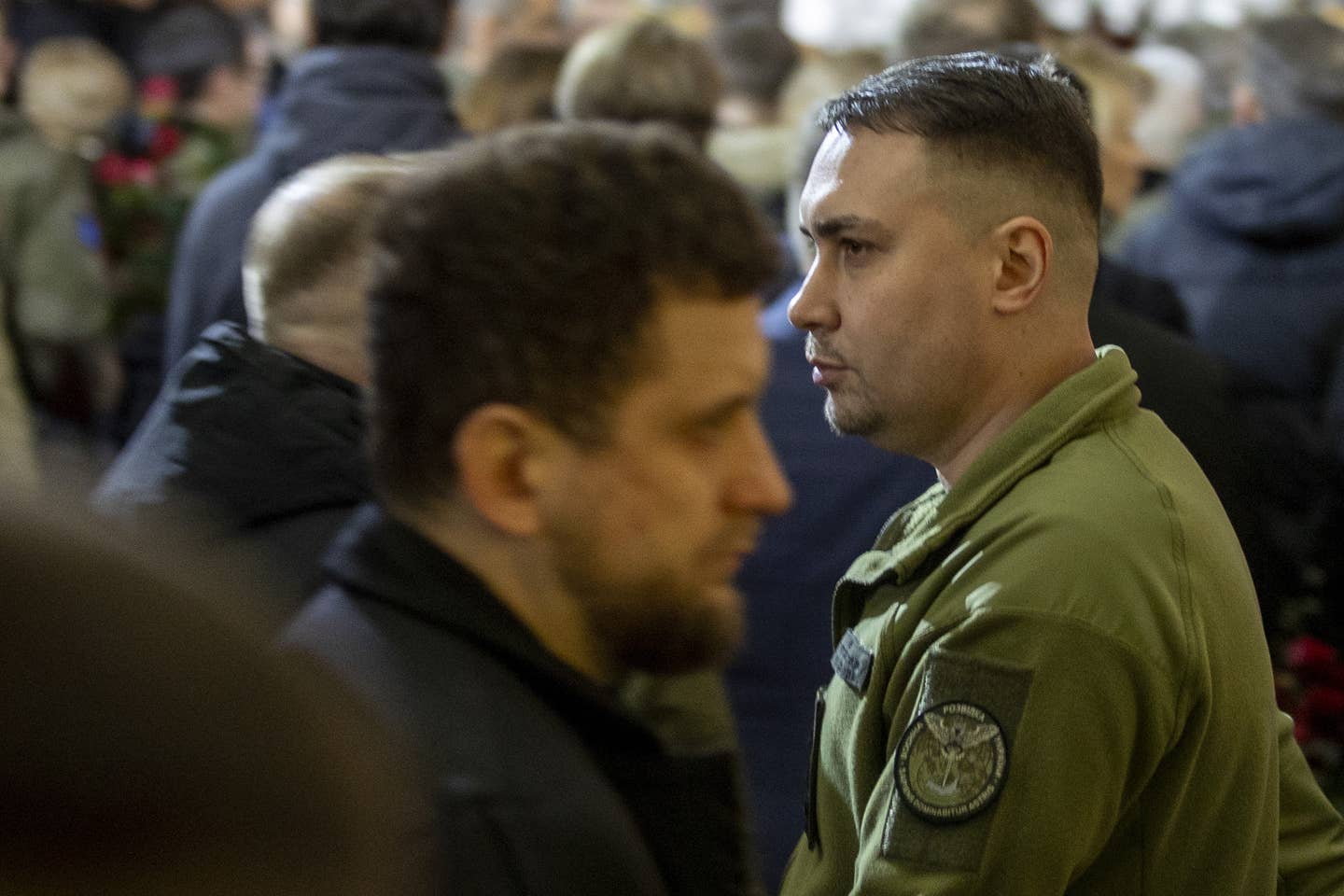 Maj. Gen. Kyrylo Budanov attends the funeral ceremony held for the victims of a helicopter crash in the city of Brovary, on Jan. 21, 2023, in Kyiv, Ukraine. (Photo by Mustafa Ciftci/Anadolu Agency via Getty Images)