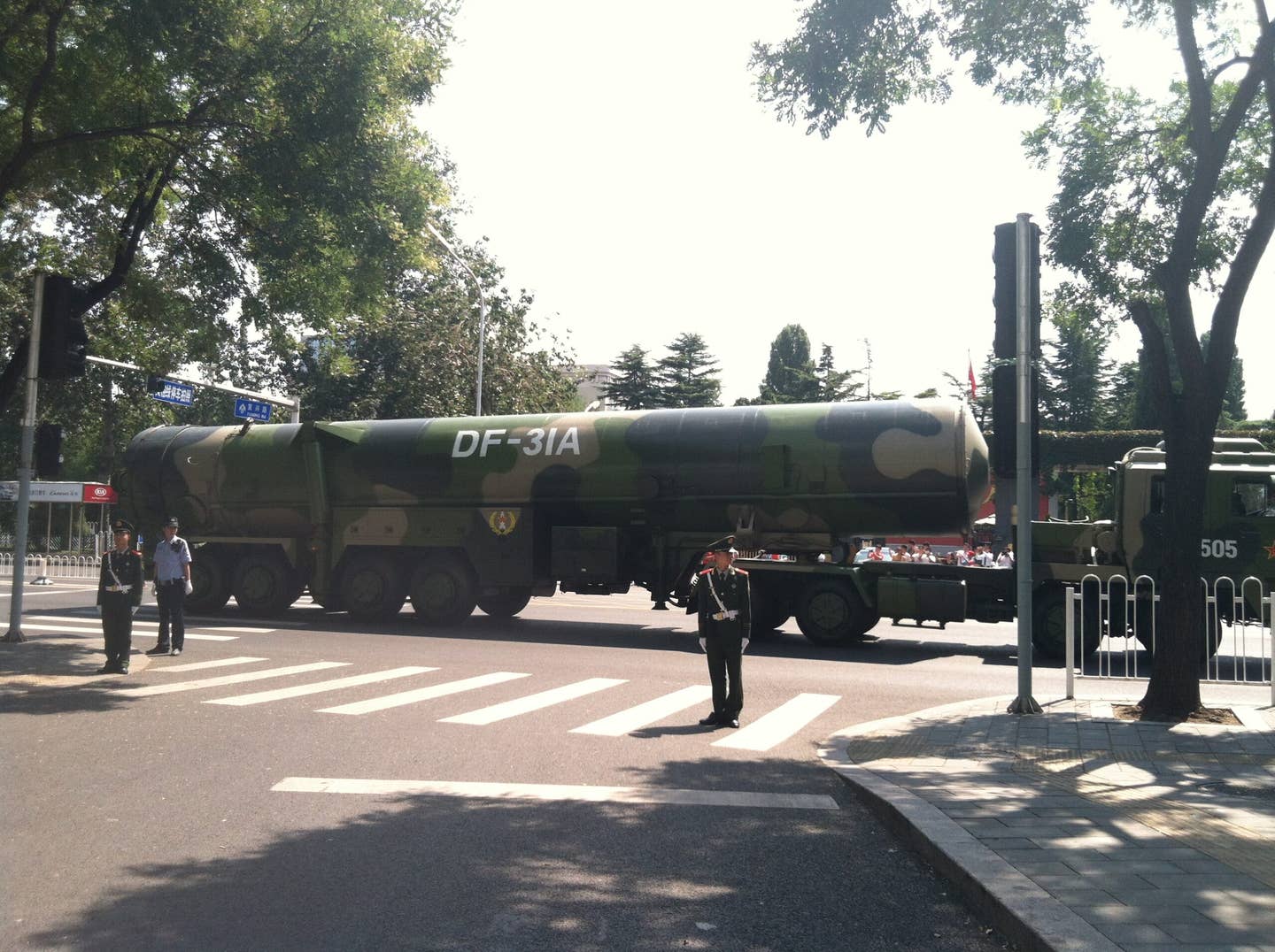 China's DF-31A ICBM after a military parade in 2015. <em>Credit: Wikimedia Commons</em>