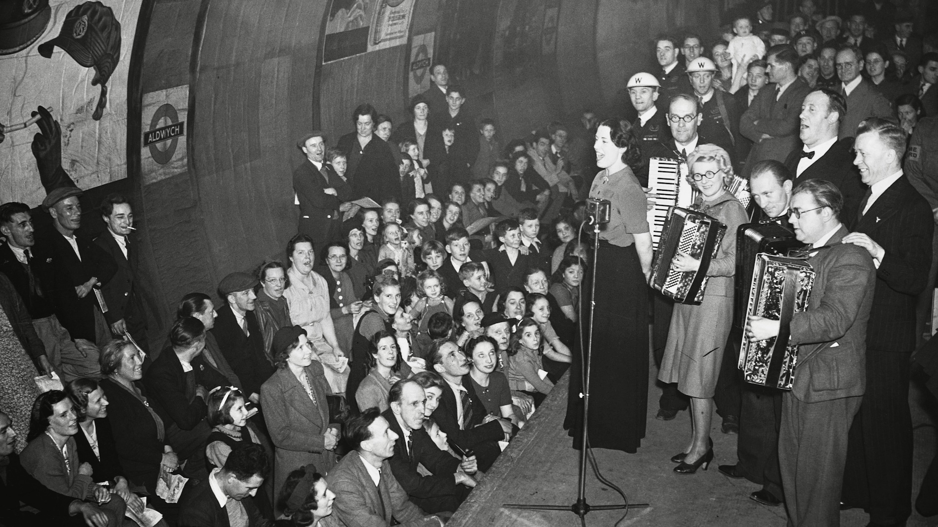 Performance in Aldwych Tube Station, 1940