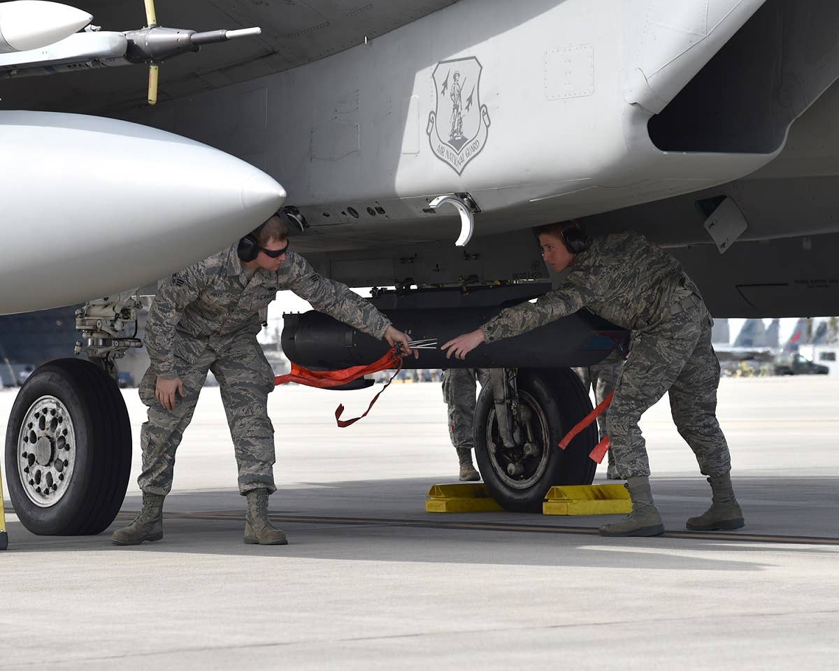 A 142nd Fighter Wing F-15C carrying a Sniper Advanced Targeting Pod. <em>142nd FW/ORANG</em>