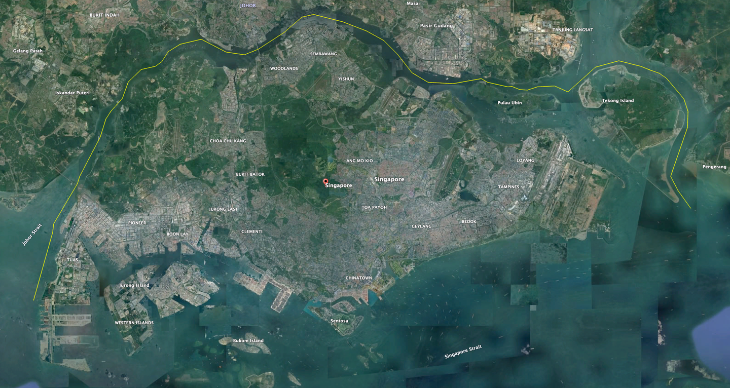 A satellite view of Singapore reveals just how small it is. <em>Google Earth</em>