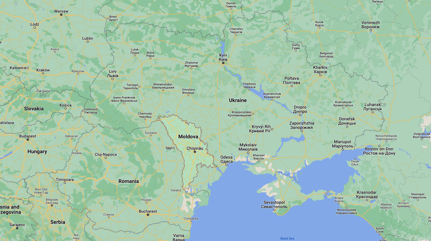 Moldova's location in the region. <em&gt;Google Maps</em&gt;