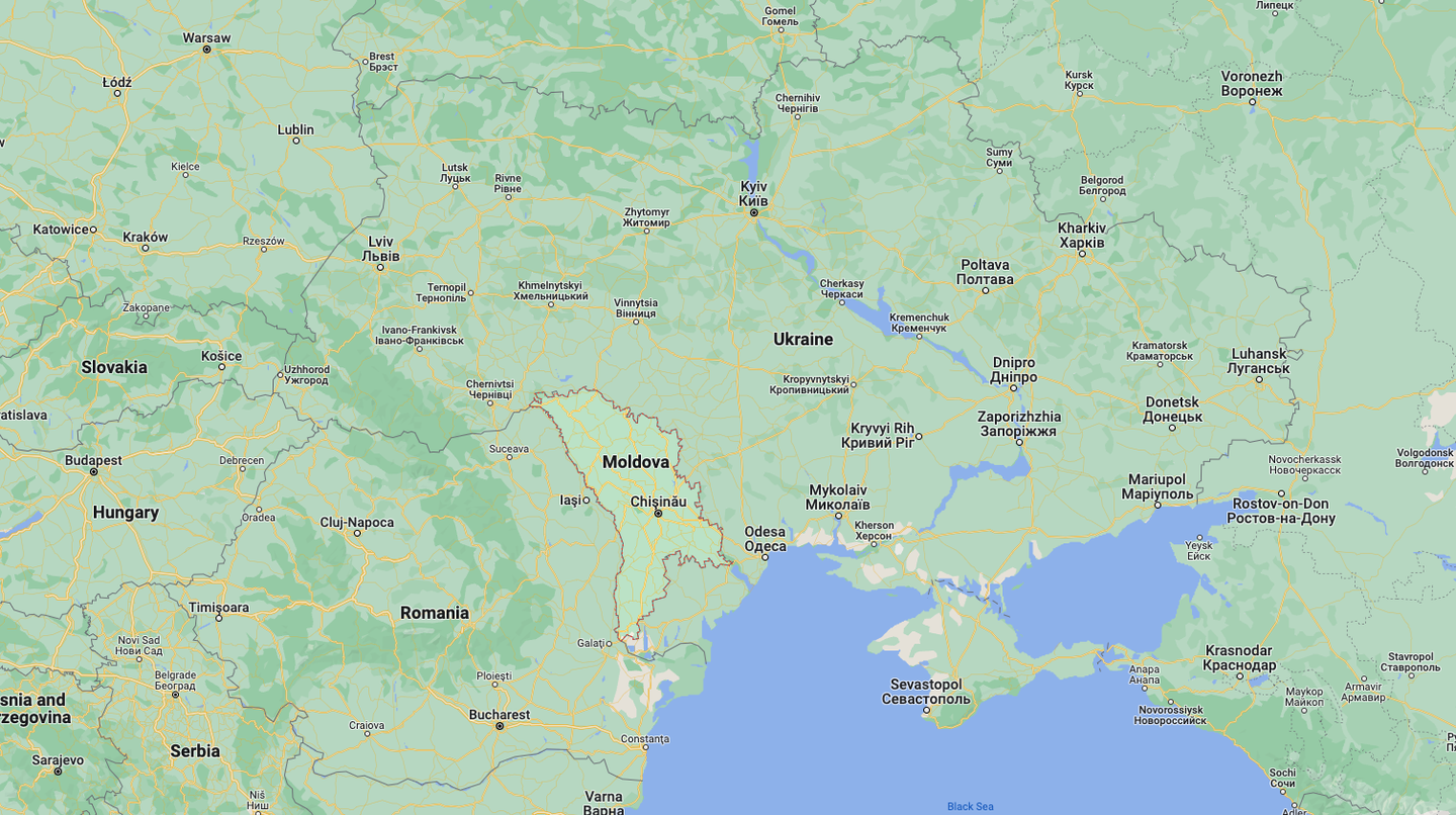 Moldova's location in the region. <em>Google Maps</em>
