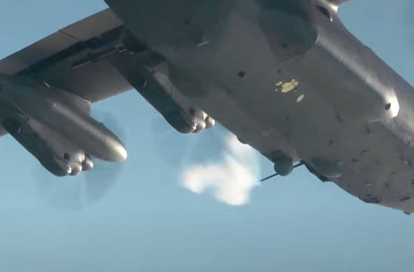 AC-130J's 30mm autocannon firing. <em>YouTube screencap</em>