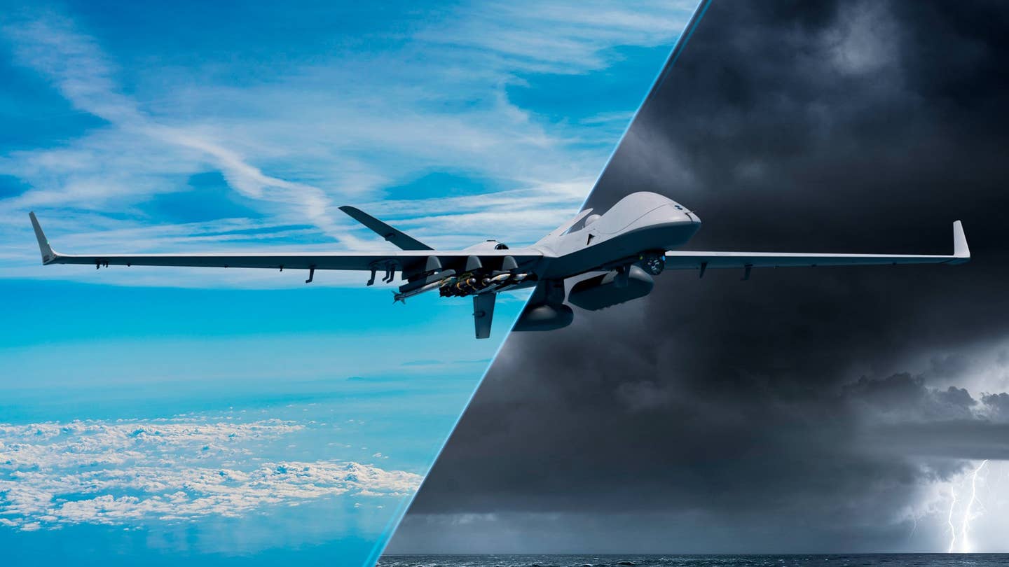 A rendering of the MQ-9B SkyGuardian and SeaGuardian side by side. <em>Credit: GA-ASI</em>