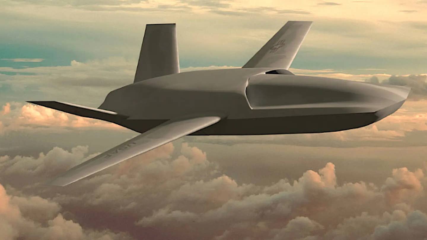 A rendering of the General Atomics Gambit-series drone design selected to become the OBSS prototype. <em>GA-ASI</em>