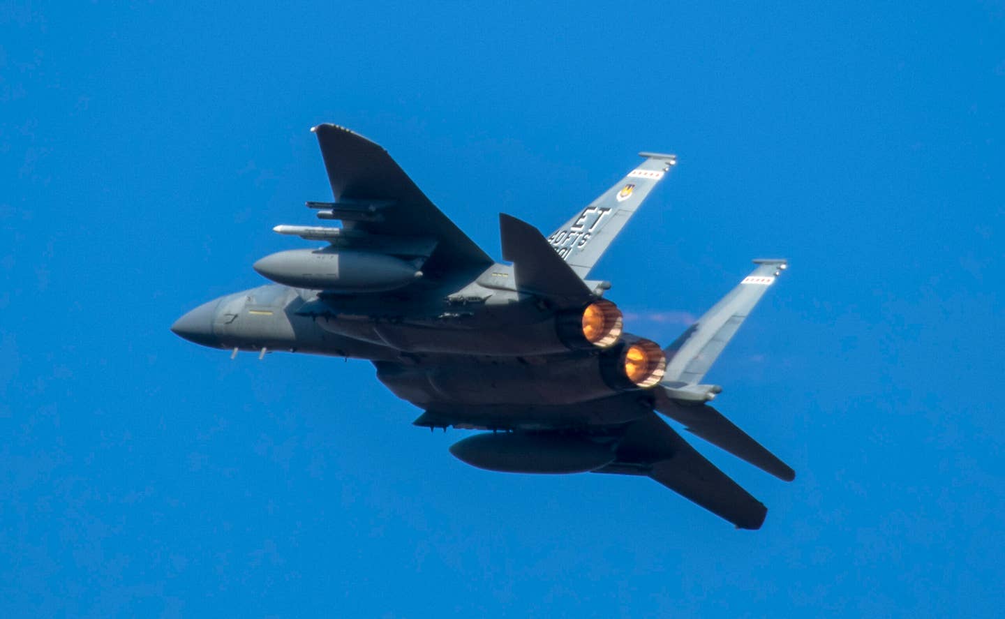 An F-15EX Eagle II zooms through the air during a flight test Oct. 31 at Eglin Air Force Base, Fla. The aircraft underwent various ground and flight acoustic testing to create a baseline noise level for use by the Department of Defense. This was the first time this type of in-depth digital acoustic sound testing was done on any F-15 model. (U.S. Air Force photo/Samuel King Jr.)