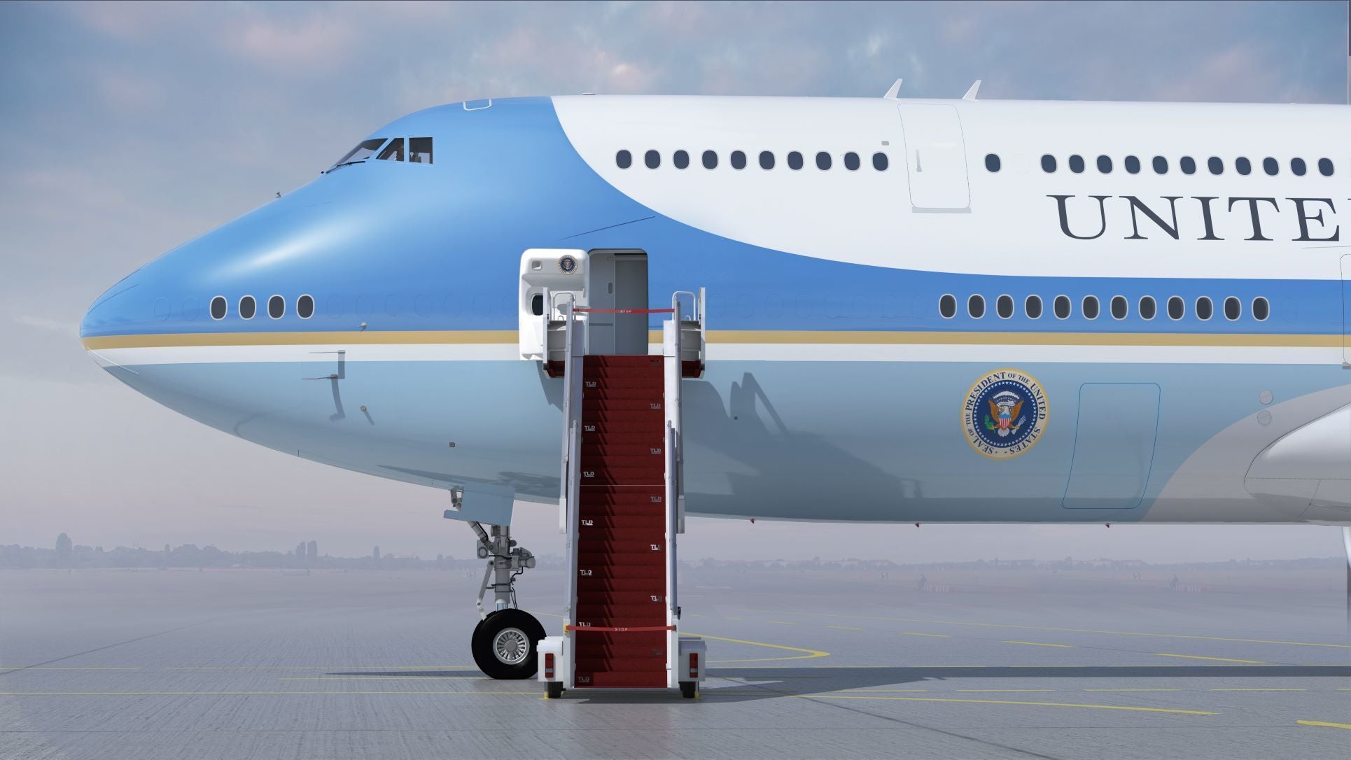 The President of the United States selected the livery design for the “Next Air Force One,” VC-25B, a design that will closely resemble the livery of the current Air Force One, VC-25A, while also modernizing for the 21st century. (Courtesy rendering)