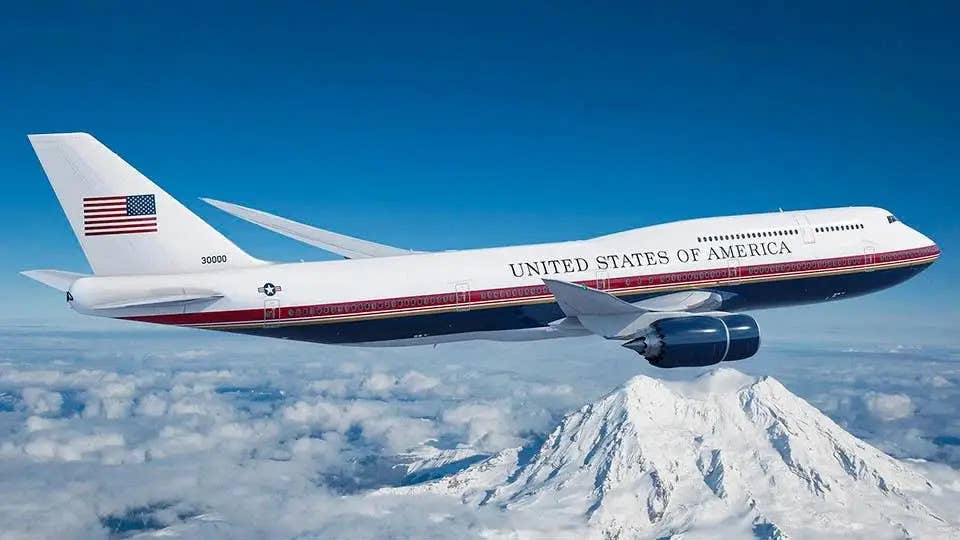 A rendering of a VC-25B with the livery President Trump had selected. <em>Boeing</em>