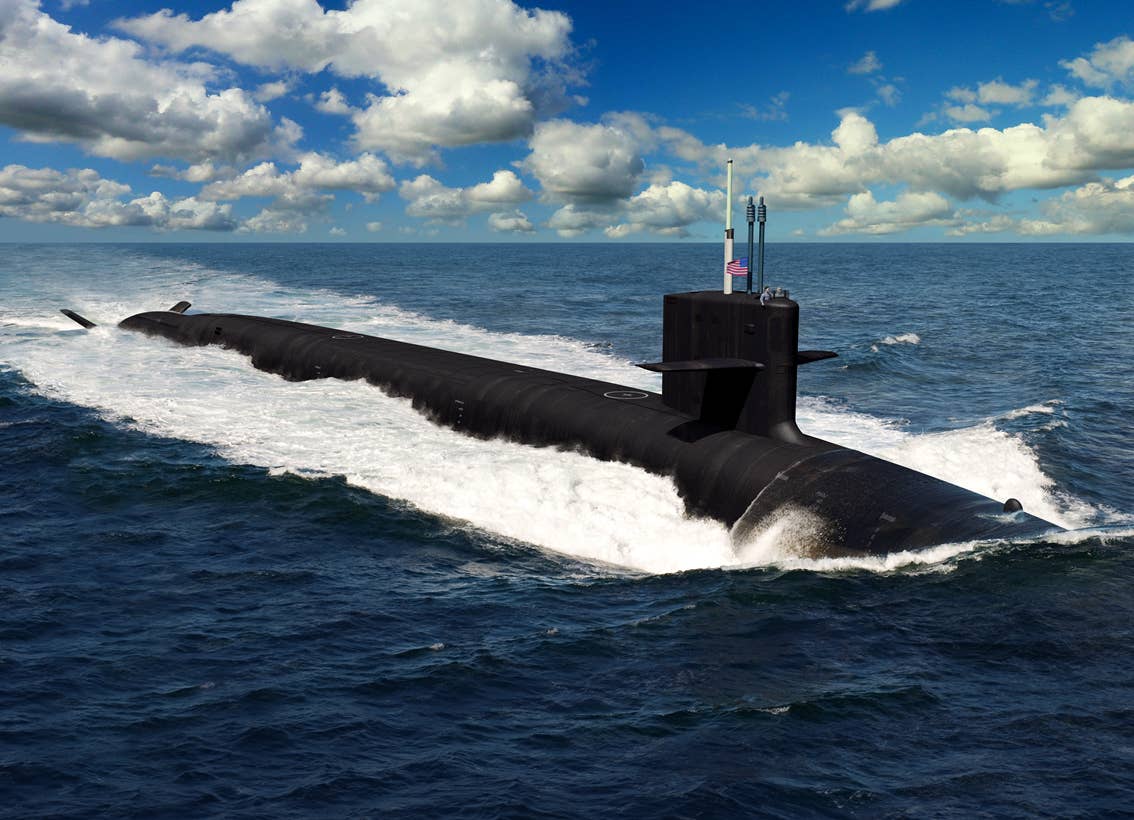 A rendering of the Columbia class submarine. (General Dynamics Electric Boat image)&nbsp;