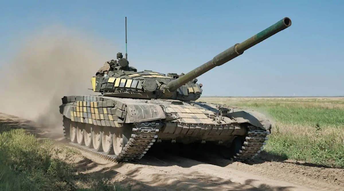 Variants of the Soviet-designed T-72, a Ukrainian example of which is seen here, are a major component of armored forces on both sides of the current conflict. <em>Ukrainian MoD</em>