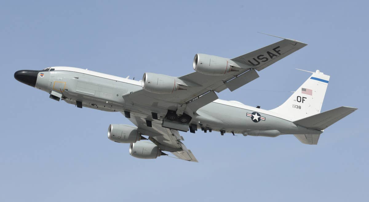 A US Air Force RC-135V/W Rivet Joint aircraft like the one that flew the mission in Finnish airspace today. <em>USAF</em>