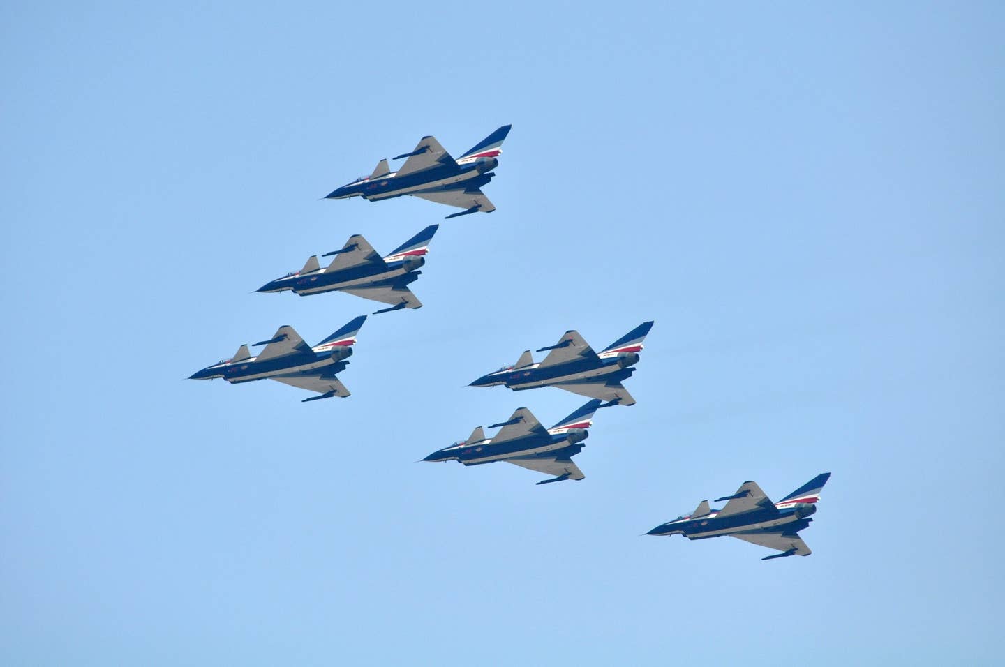 August 1st aerobatics team flying J-10AY jets. <em>Yuxuan1122&nbsp;via Wikimedia Commons</em>