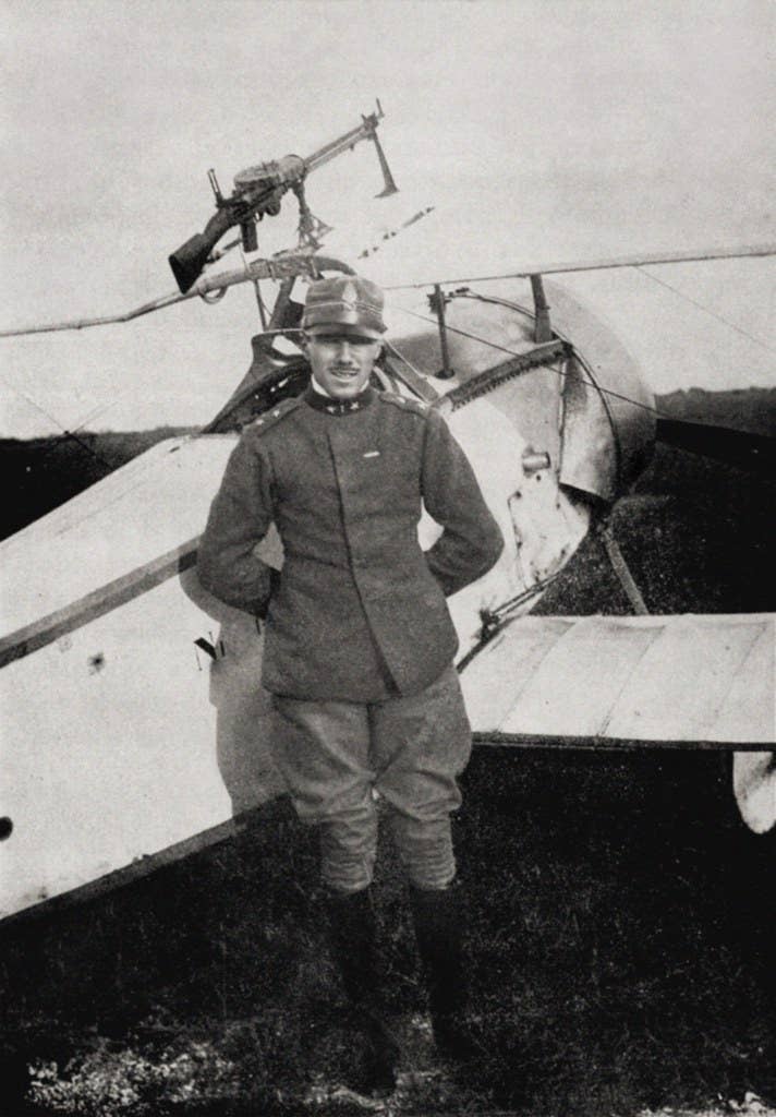 World War I fighter ace Francesco Baracca in front of his aircraft. <em>Wikimedia Commons</em>