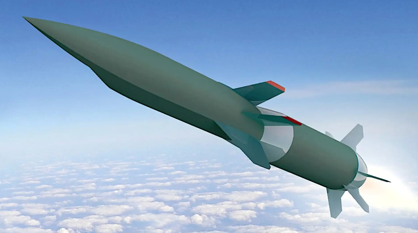 An artist’s conception of an air-breathing hypersonic missile that the Defense Advanced Research Projects Agency previously released in relation to the HAWC program, one of the precursors to HACM.&nbsp;<em>DARPA</em>