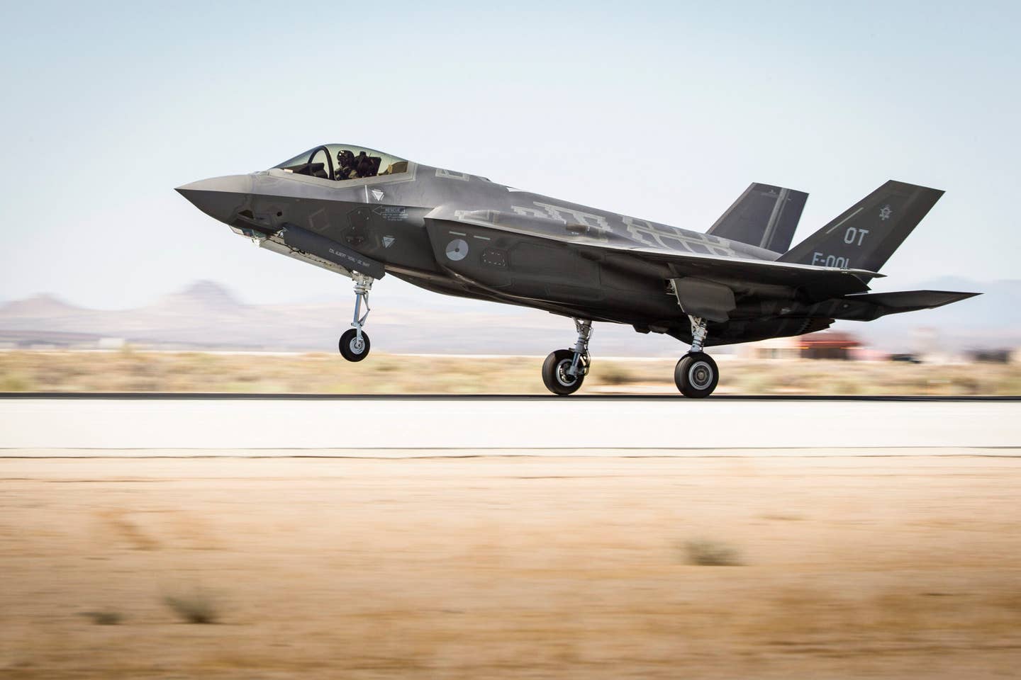 A Dutch F-35 taxis at Edwards Air Force Base in California. <em>Credit: Netherlands Ministry of Defense</em>