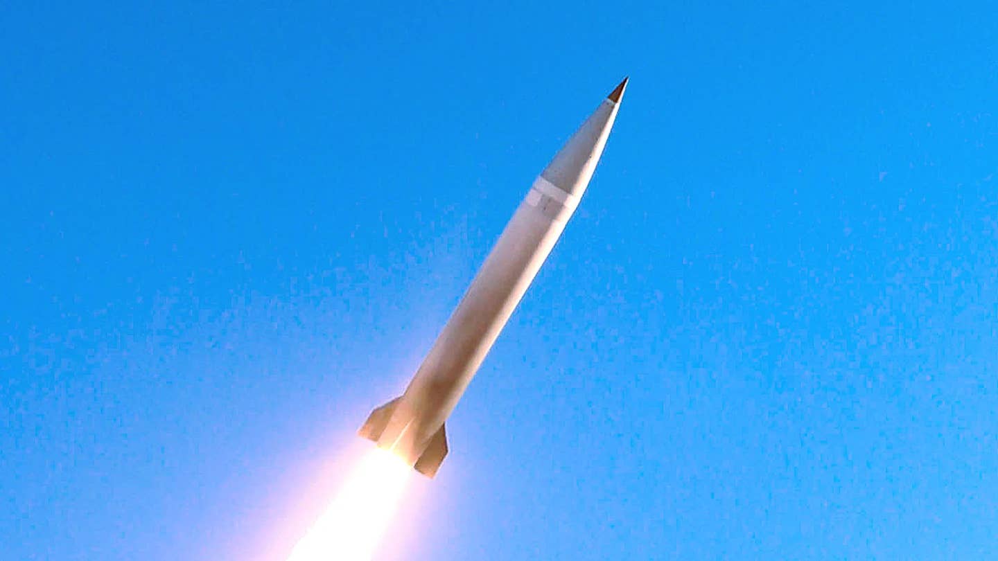 A Precision Strike Missile is fired during a test. <em>Lockheed Martin</em>