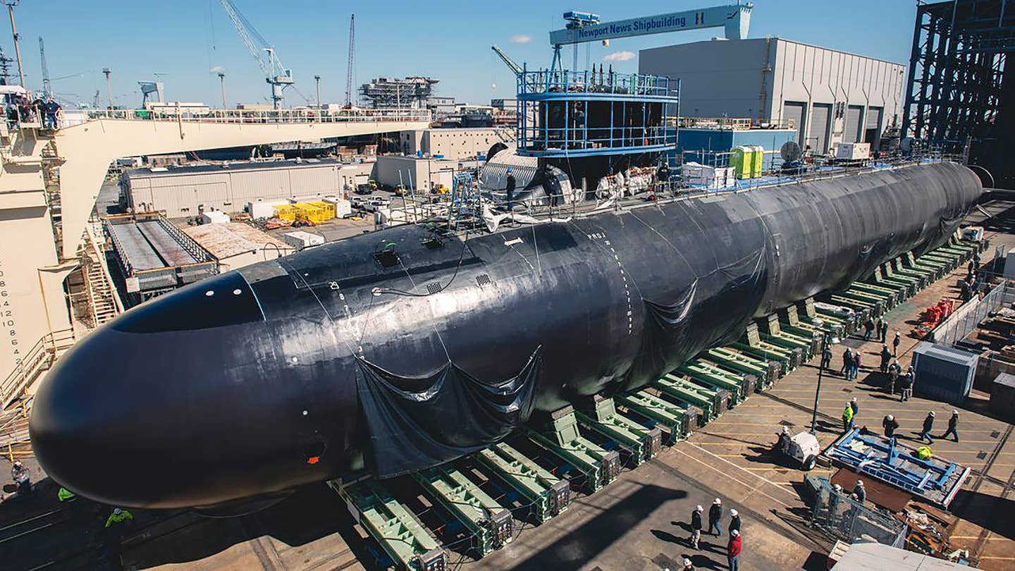 The US Navy's Block IV&nbsp;<em>Virginia</em>&nbsp;class submarine USS&nbsp;<em>New Jersey</em>&nbsp;seen in an advanced state of production. <em>HII</em>