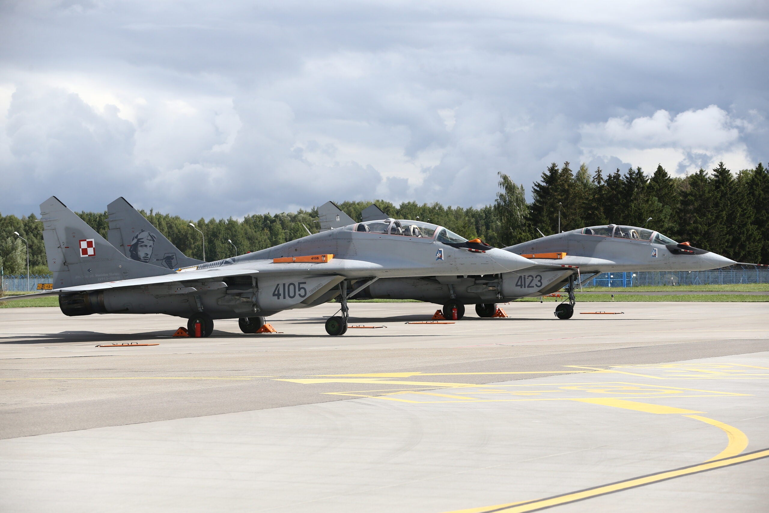 MALBORK, POLAND - AUGUST 27: A view of MIG-29 of Polish Air Forces at 22nd Air Base Command in Malbork, Poland on August 27, 2021. (Photo by Cuneyt Karadag/Anadolu Agency via Getty Images)
