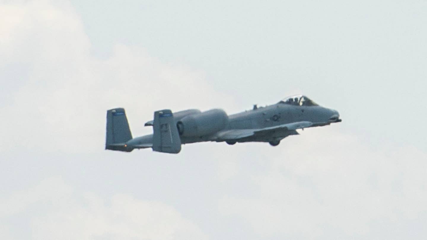 80-0149 seen in the distance leaving Moody Air Force Base in Georgia for the boneyard at Davis-Monthan Air Force Base in Arizona earlier this month. <em>USAF</em>