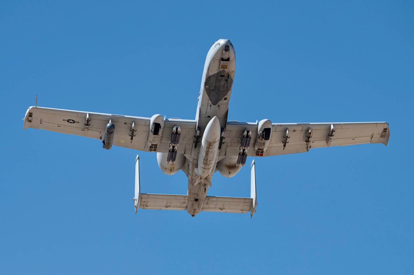 An A-10 Thunderbolt II, assigned to the 422nd Test and Evaluation Squadron (TES) takes off for a test mission, at Nellis Air Force Base, Nevada, April 19, 2023. <em>U.S. Air Force photo by William R. Lewis</em>