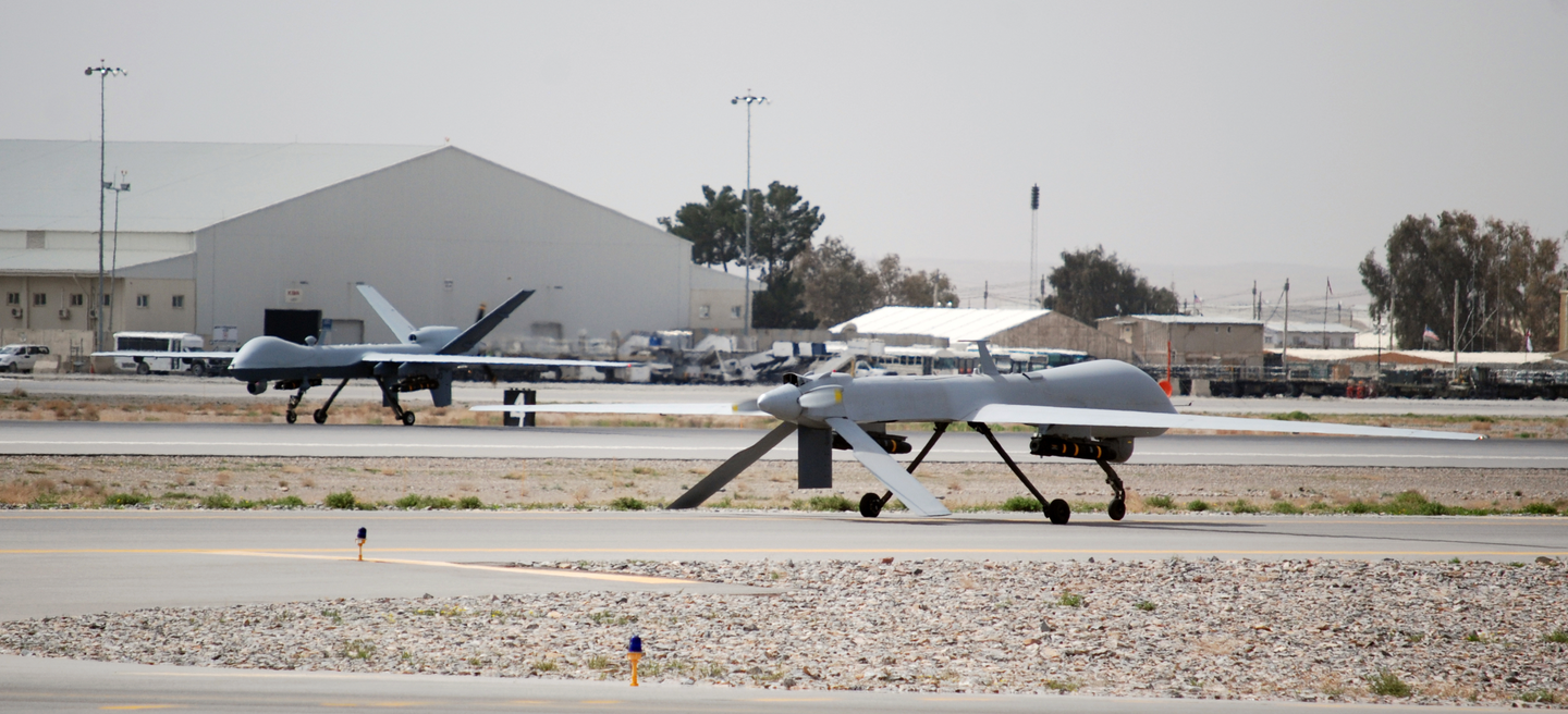 A Predator and Reaper operating out of Kandahar Airfield in Afghanistan.&nbsp;<em>U.S. Air Force</em>