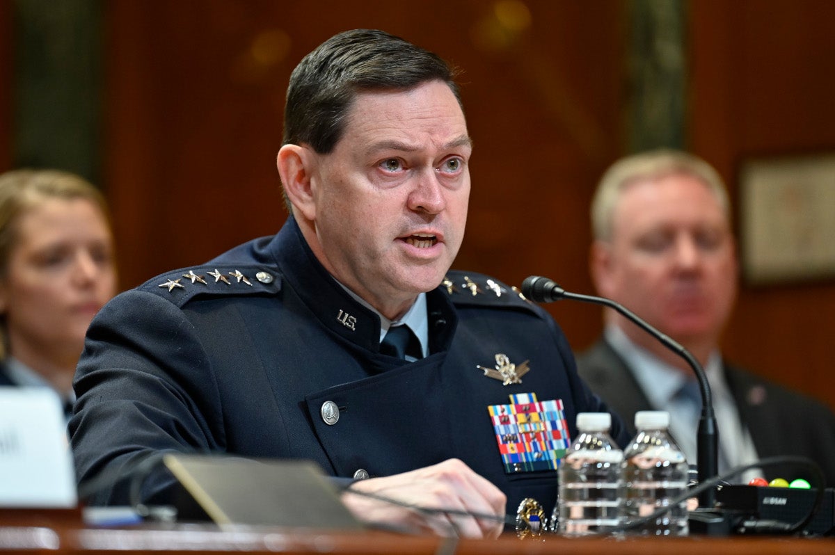 Chief of Space Operations Gen. Chance Saltzman testifies before the Senate Appropriations Subcommittee on Defense for the Department of the Air Force fiscal year 2024 budget request, Washington, D.C., April 18, 2023. (U.S. Air Force photo by Eric Dietrich)