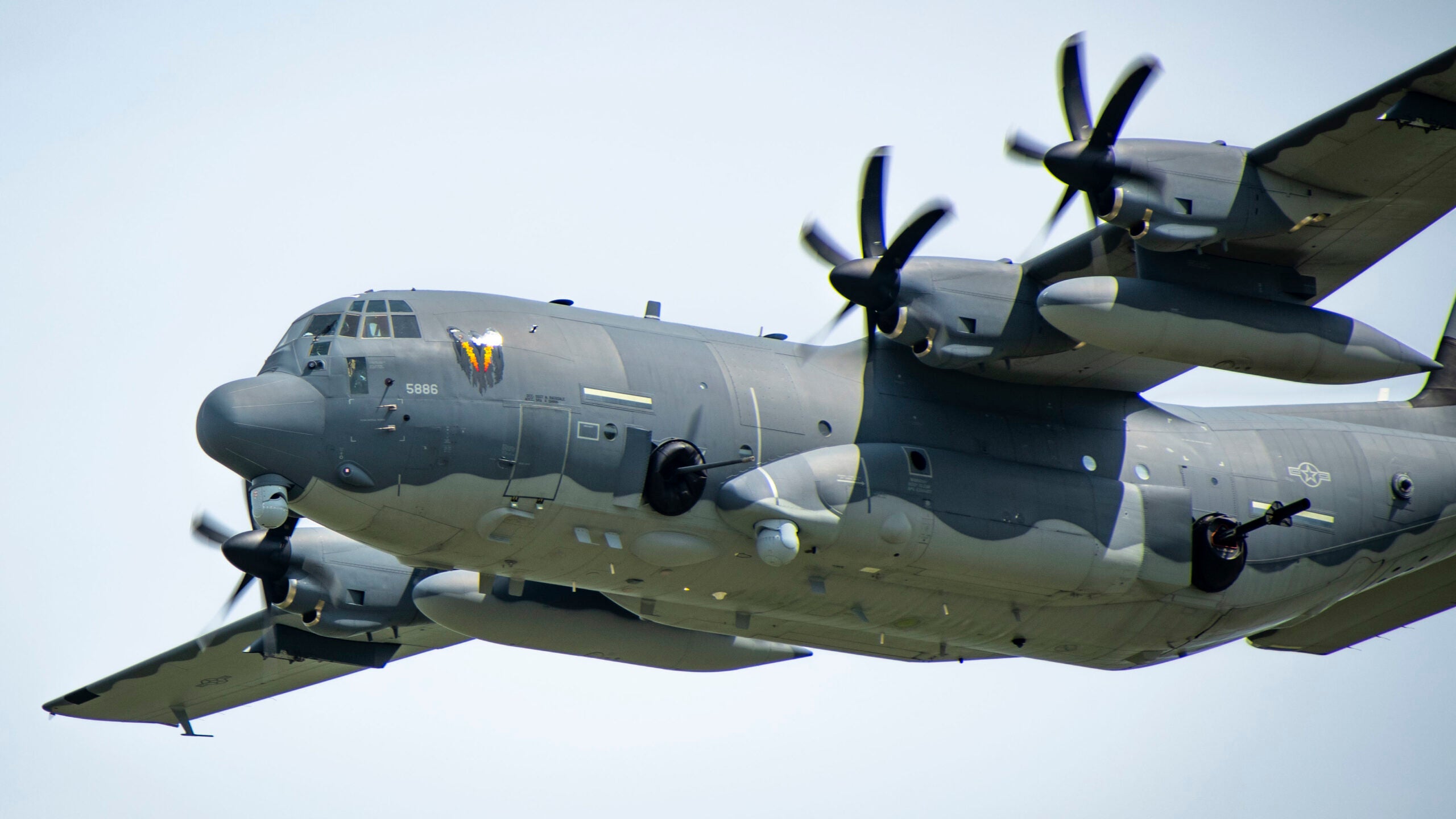 An AC-130J Ghostrider from the 4th Special Operations Squadron at Hurlburt Field, Fla., performs an aerial demonstration during EAA AirVenture Oshkosh 21 at Wittman Regional Airport, Wis., July 30, 2021. With the various Air Force Special Operations Command aircraft and personnel in attendance, AFSOC brings specialized airpower and competitive advantage to the future warfighting environment. (U.S. Air Force photo by Senior Airman Miranda Mahoney)